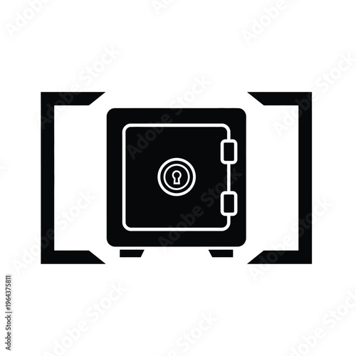 Illustration of vector safe box with combination lock and open door