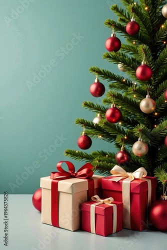 Wallpaper Mural Gift boxes and ribbons on a beautifully decorated tree, ribbons, colorful Torontodigital.ca