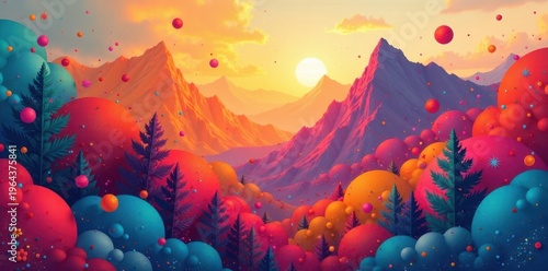 Wallpaper Mural Geometric shapes and vibrant colors combined in a unique arrangement, geometric shapes, abstract design Torontodigital.ca