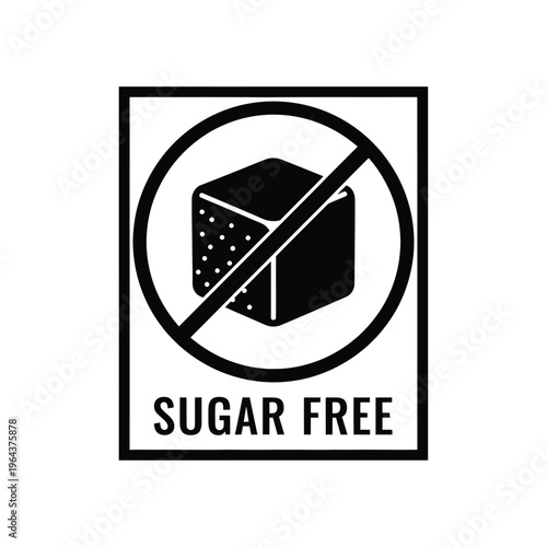 Illustration of vector sugar free icon with cube symbol