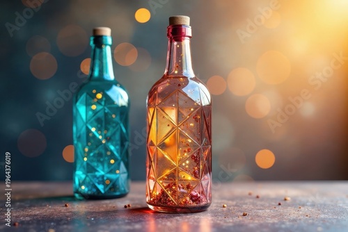 Wallpaper Mural Glass Bottle Centerpiece with Geometric Pattern, glass bottle, decoration Torontodigital.ca