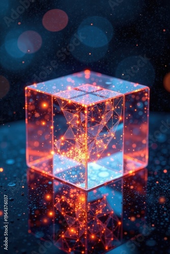 Wallpaper Mural Glass cubes contain microscopic LED lights that create an ethereal glow and display intricate geometric shapes in space, ethereal, glowing Torontodigital.ca