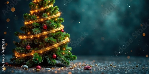 Wallpaper Mural Glittering garland wraps around a towering evergreen, decoration, glitter Torontodigital.ca