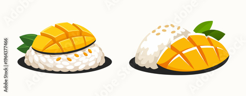 Mango sticky rice logo vector simple design letter