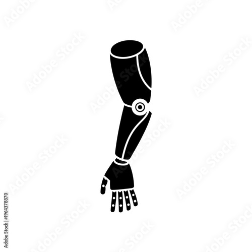 Artificial limb prosthetic arm and hand made of metal  isolated on white background
