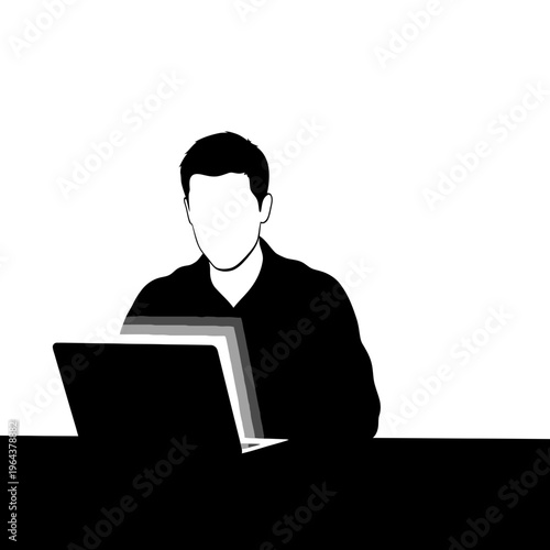 faceless remote worker on laptop, modern workspace