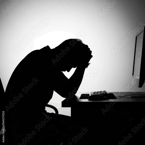 exhausted businessman suffering from burnout at desk