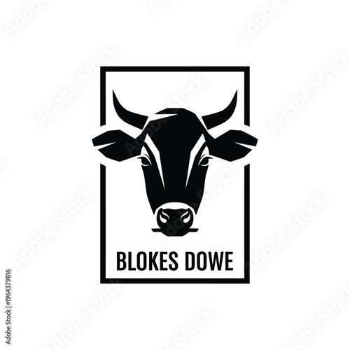 Illustration of vector bull head logo design with blokes dowe branding