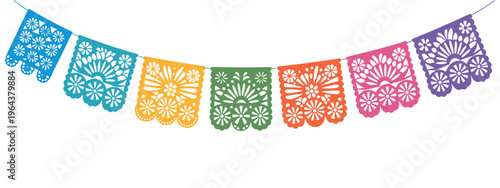 Colorful Papel Picado Banner Mexican Festival Hanging Decoration – Día de los Muertos, Cinco de Mayo, Mexican Independence Day