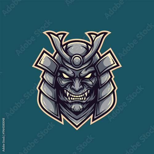 Samurai helmet with sharp teeth.