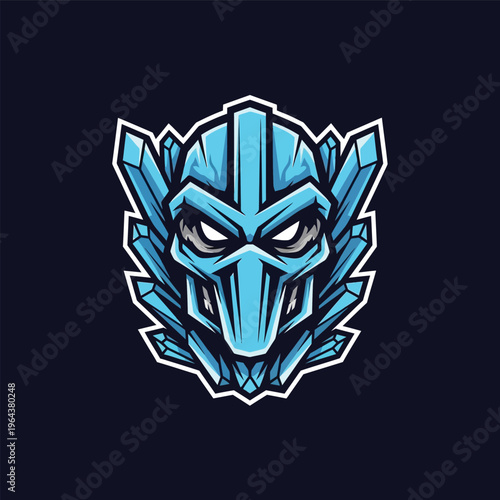 Blue Ice Mask Face Closeup Portrait.