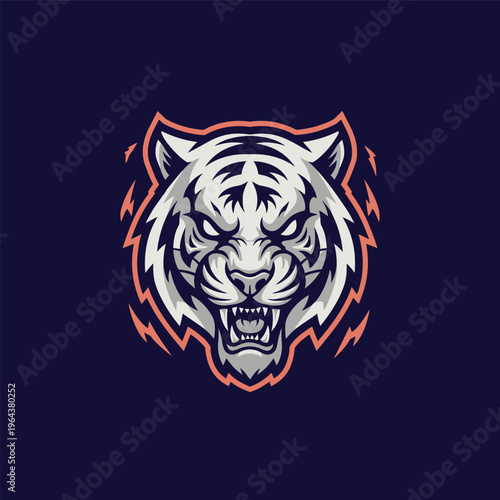 Fierce Angry Tiger Head Illustration.