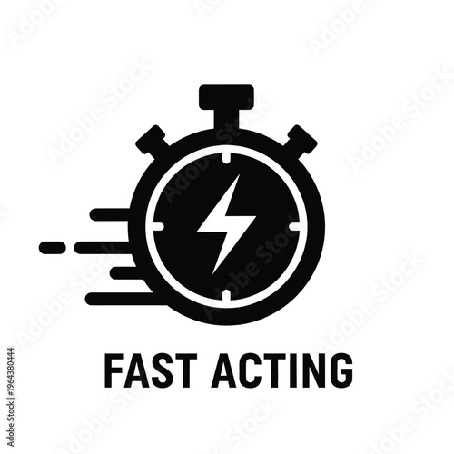 Illustration of vector fast acting stopwatch with lightning bolt