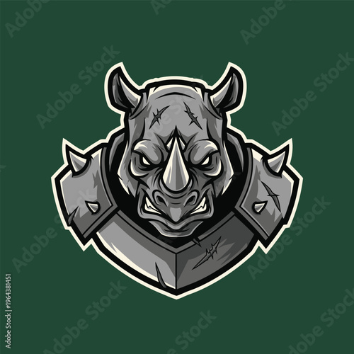 Gray Rhino Head with Armor.