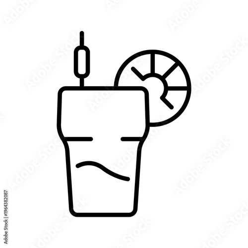 Americano cocktail icon. Food and cocktails line symbol. Black and white.