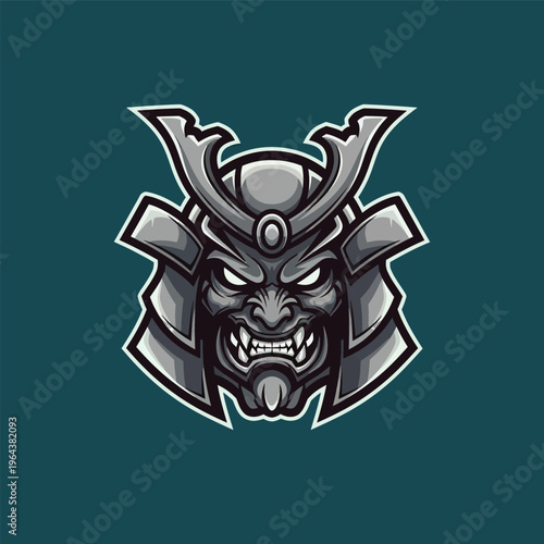 Samurai helmet with sharp teeth.