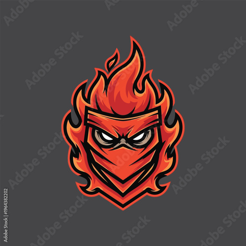 Flaming Cartoon Character Face Mask.