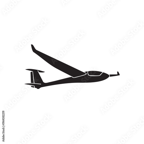 Glider airplane silhouette vector illustration of sailplane for aviation and sport concepts isolated