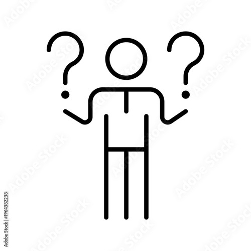 Business uncertainty icon. Business and decision making line symbol. Black and white.