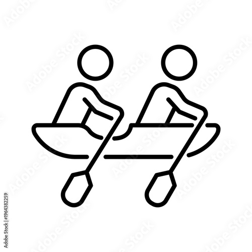 Canoe race icon. Sports and canoeing line symbol. Black and white.