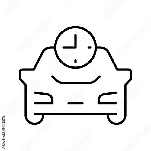 Car rental icon. Transport and car rental line symbol. Black and white.