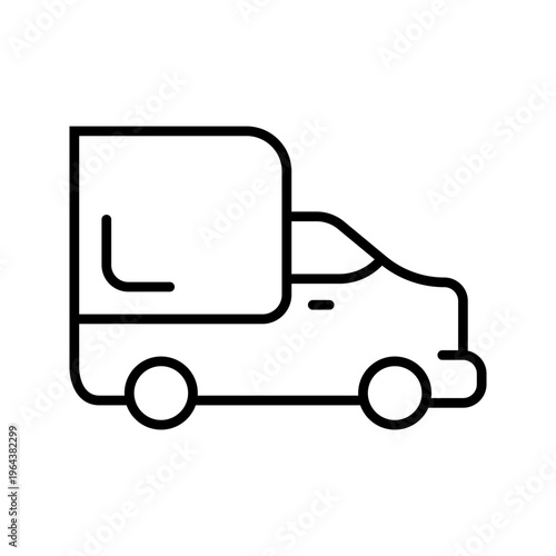 Cargo van icon. Industry and logistics line symbol. Black and white.