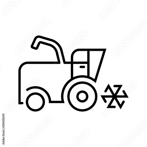 Combine harvester icon. Industry and agricultural machinery line symbol. Black and white.