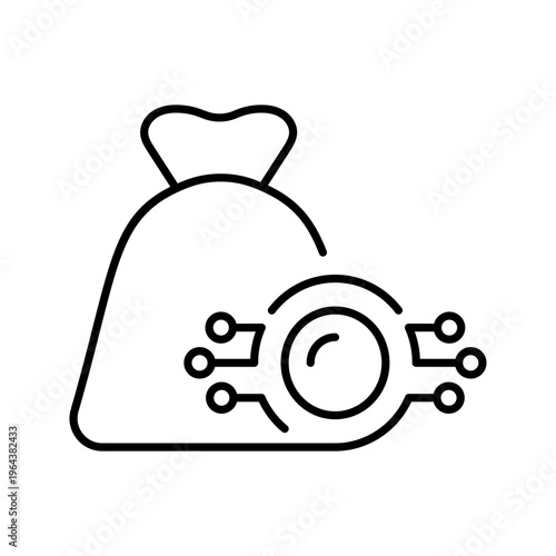 Cryptocurrency funds icon. Finance and cryptocurrency line symbol. Black and white.