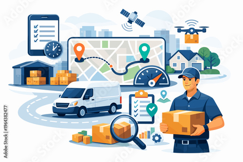 Modern logistics and delivery services with technology and efficient transportation
