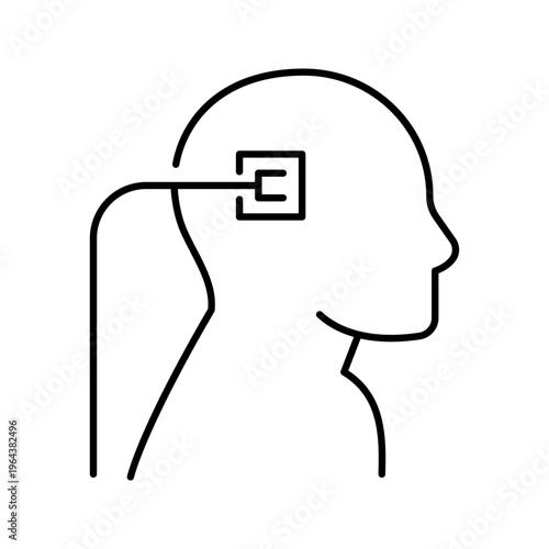 Electroconvulsive therapy icon. Healthcare and psychiatry line symbol. Black and white.