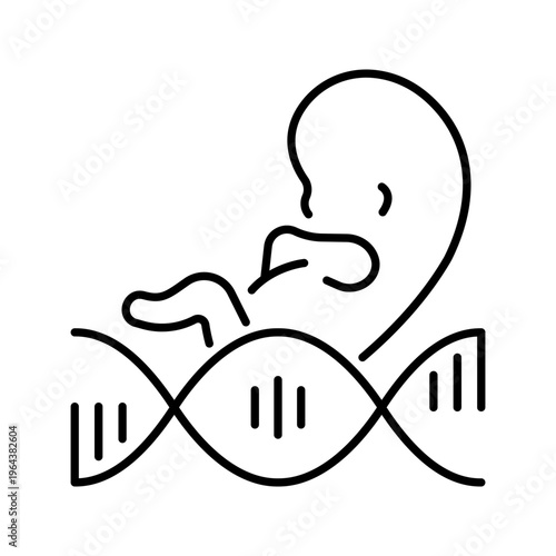 Gene mutation icon. Healthcare and genetics line symbol. Black and white.