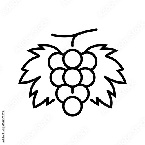 Grape bunch icon. Food and fruit line symbol. Black and white.