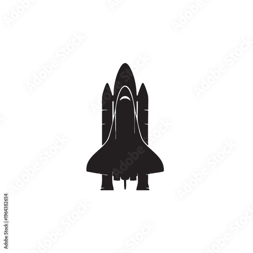 Space shuttle silhouette vector illustration for science and exploration concepts isolated on white