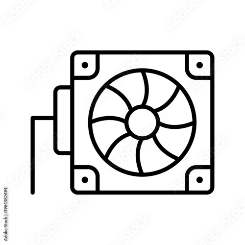 Heat sink icon. Technology and computer hardware line symbol. Black and white.