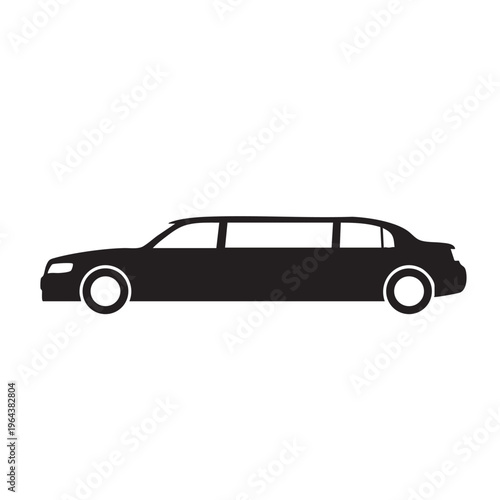 Black limousine car icon simple vector silhouette for transportation and luxury services isolated on