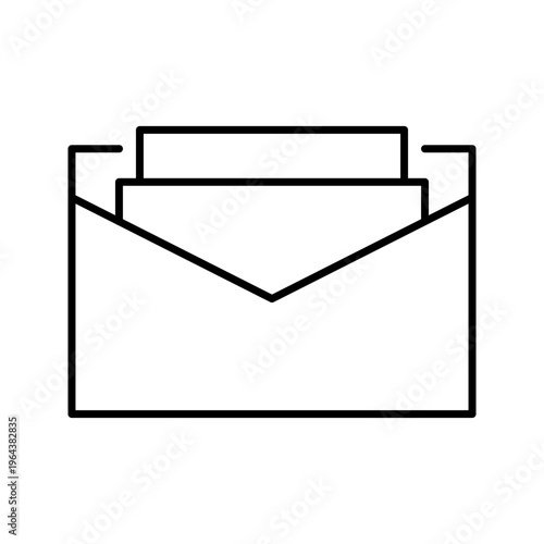 Mail envelope icon. Business and mail line symbol. Black and white.