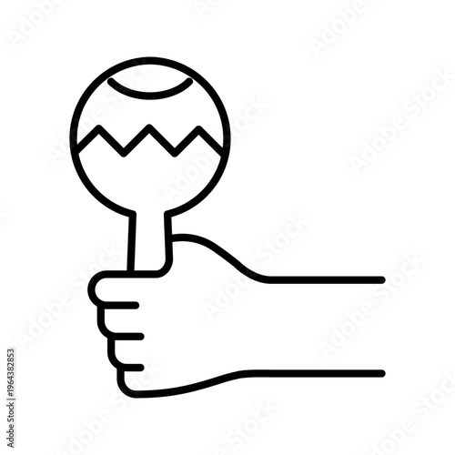 Maracas instrument icon. Entertainment and percussion instrument line symbol. Black and white.