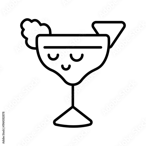 Margarita cocktail icon. Food and cocktails line symbol. Black and white.