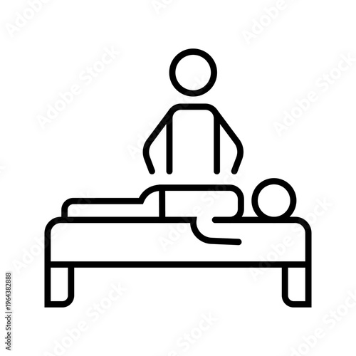 Massage therapy icon. Healthcare and massage therapy line symbol. Black and white.