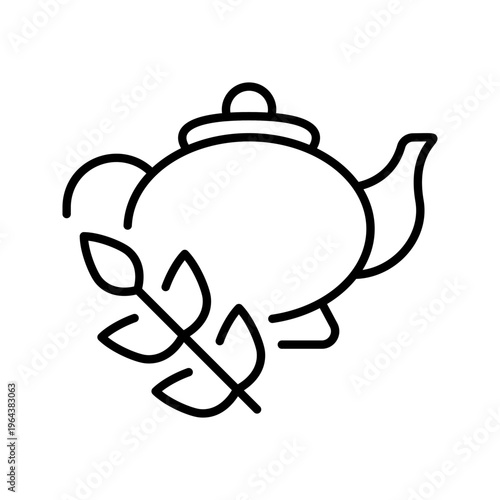 Oolong tea icon. Food and tea line symbol. Black and white.