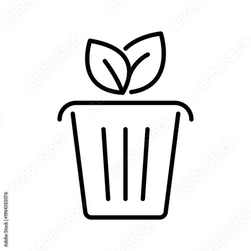 Organic waste icon. Environment and composting line symbol. Black and white.