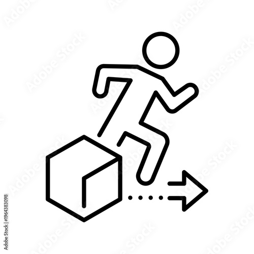 Parcel delivery icon. Business and courier service line symbol. Black and white.