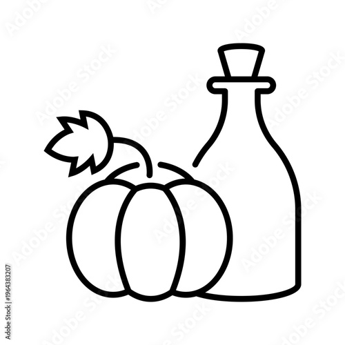 Pumpkin seed oil icon. Food and seed oil line symbol. Black and white.