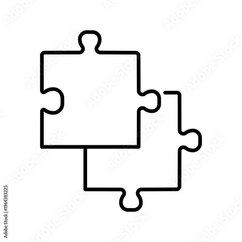 Puzzle piece icon. Education and cognitive skills line symbol. Black and white.