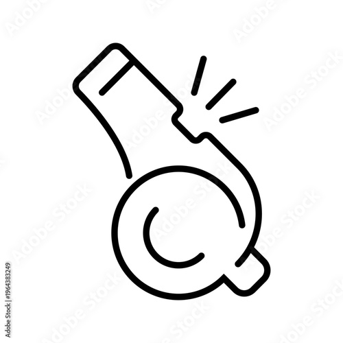 Referee whistle icon. Sports and refereeing line symbol. Black and white.