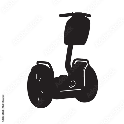 Black silhouette of a self-balancing scooter modern personal transport icon for urban mobility and t