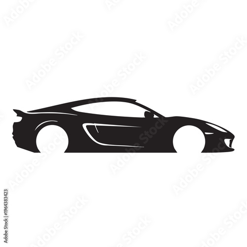 Black silhouette of a sports car minimalist vector illustration for automotive design and branding i