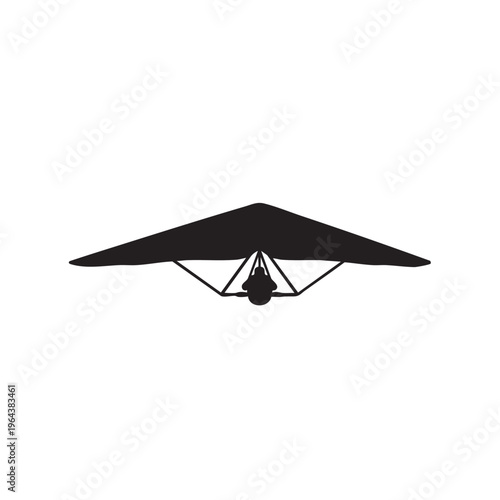Black hang glider silhouette extreme sport vector illustration for adventure and travel concepts iso