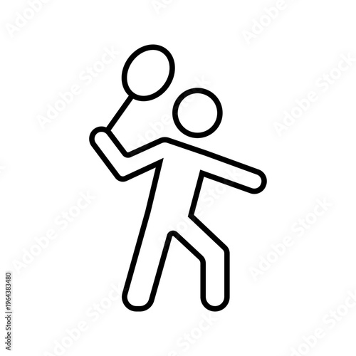 Tennis player icon. Sports and tennis line symbol. Black and white.