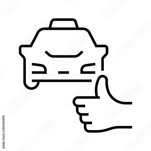 Taxi rating icon. Transport and taxi service line symbol. Black and white.